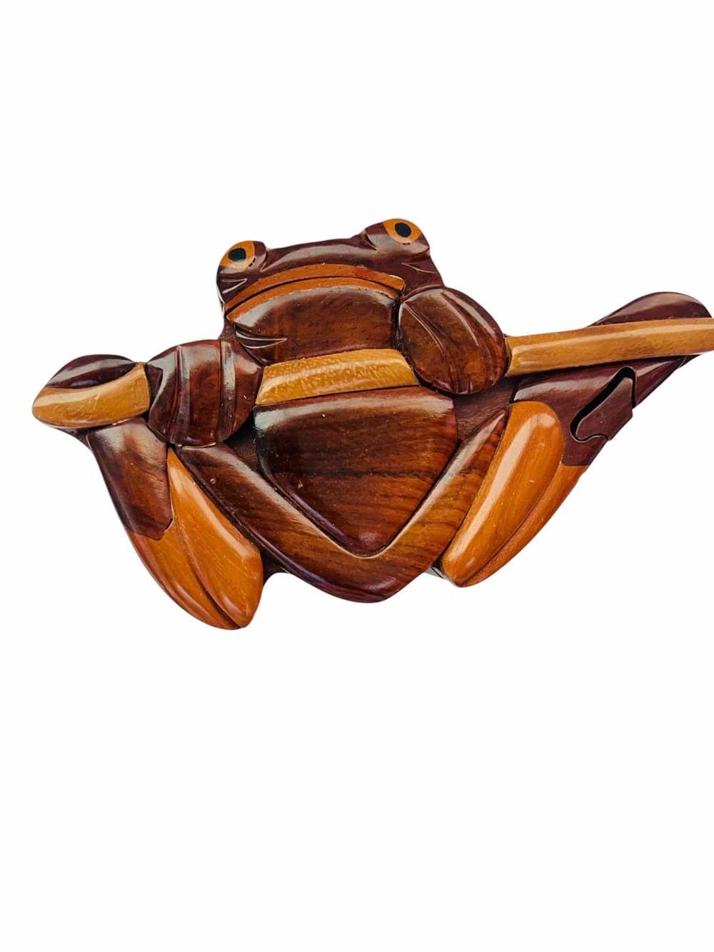 Handcrafted Wooden Frog Secret Puzzle Box